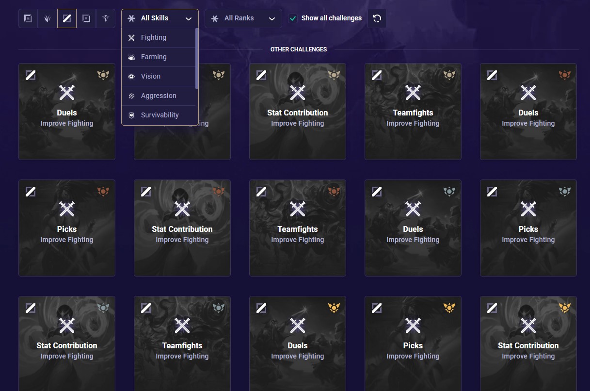 all challenges filter