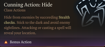 cunning action hide