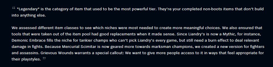 legendary items description