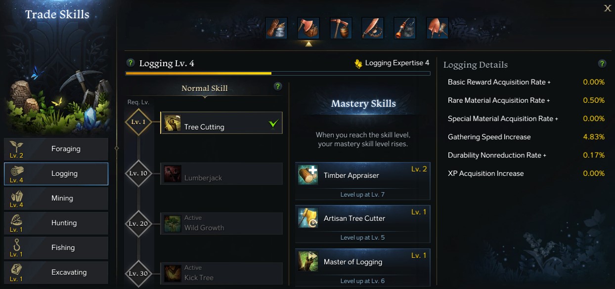 trade skills example (lost ark)