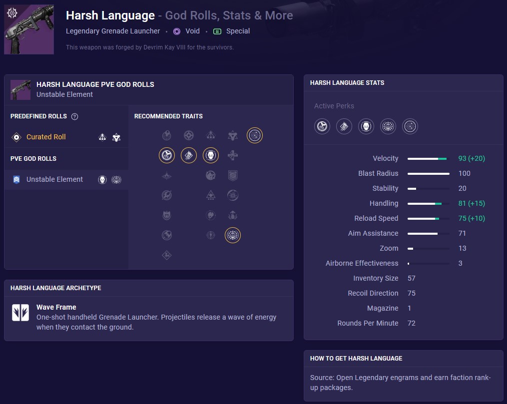 harsh language destiny 2 mobalytics build