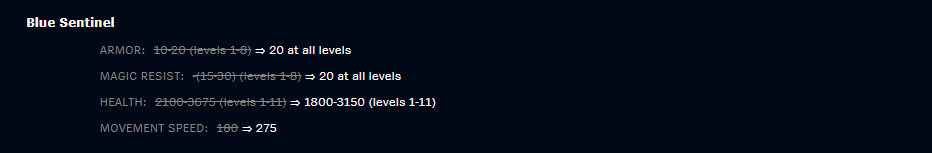 Blue Sentinel Changes