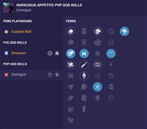 rapacious appetite pvp god rolls