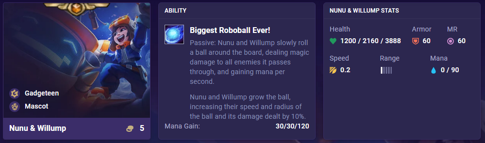 TFT Set 8 Nunu Ability Stats