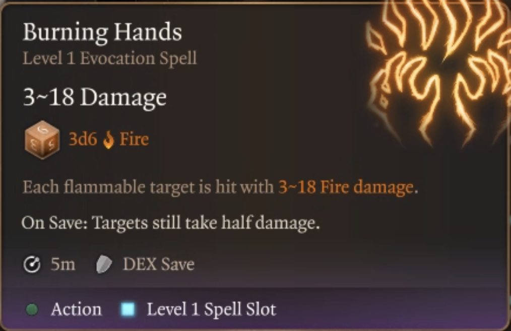 BG3 burning hands