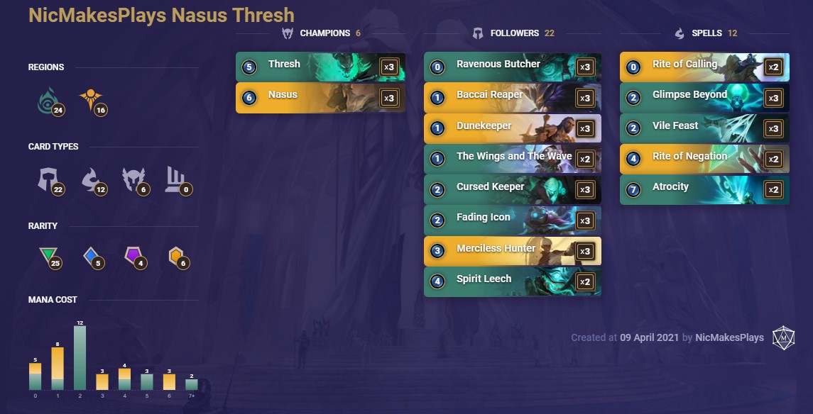 NicMakesPlays Nasus Thresh (LoR Deck)