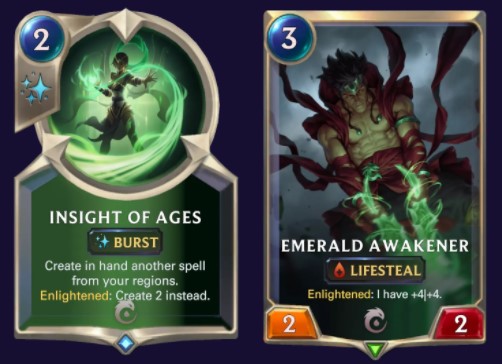 Insight of Ages and Emerald Awakener (LoR cards)