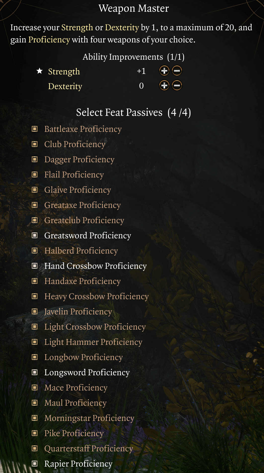 weapon master proficiency