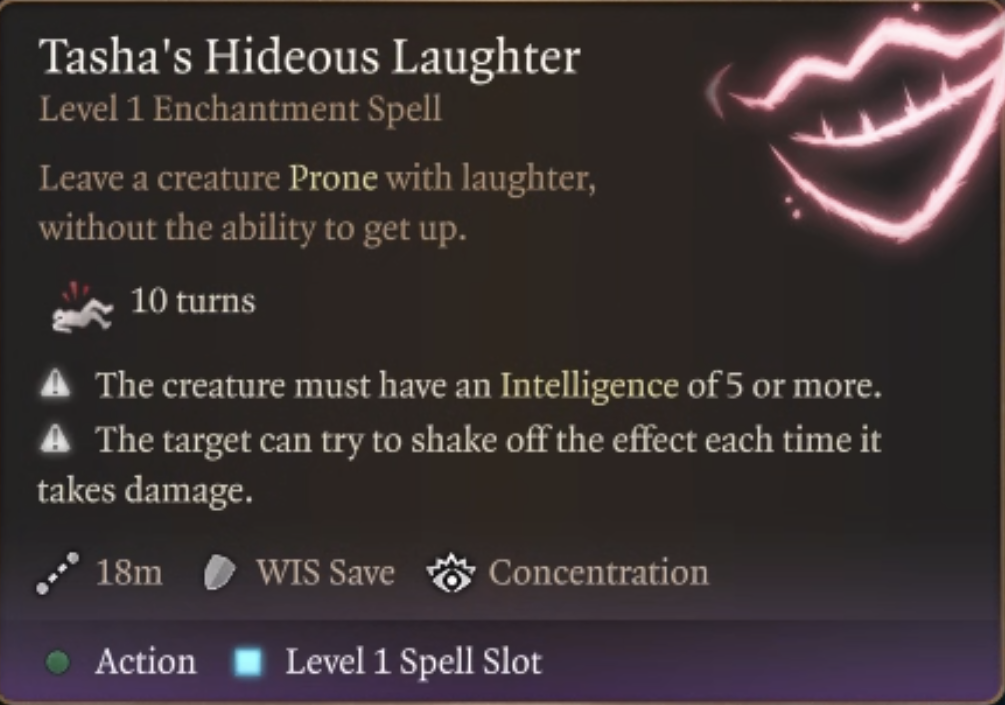 BG3 tasha's hideous laughter