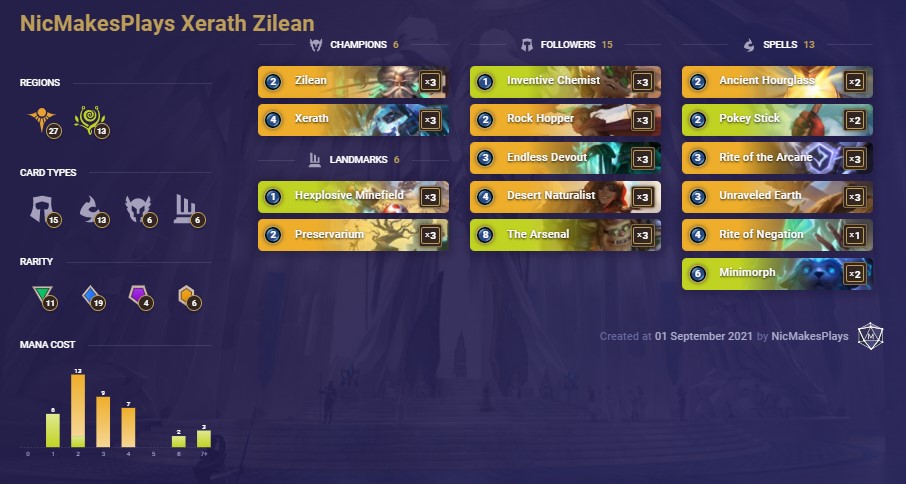 NicMakesPlays Xerath Zilean (LoR Deck)