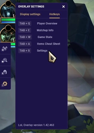 Overlay Tab + S hotkeys reference