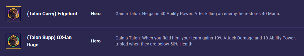 TFT Set 8 Talon Hero Augments