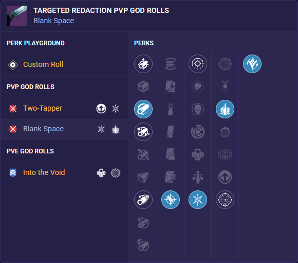 targeted redaction pvp god rolls