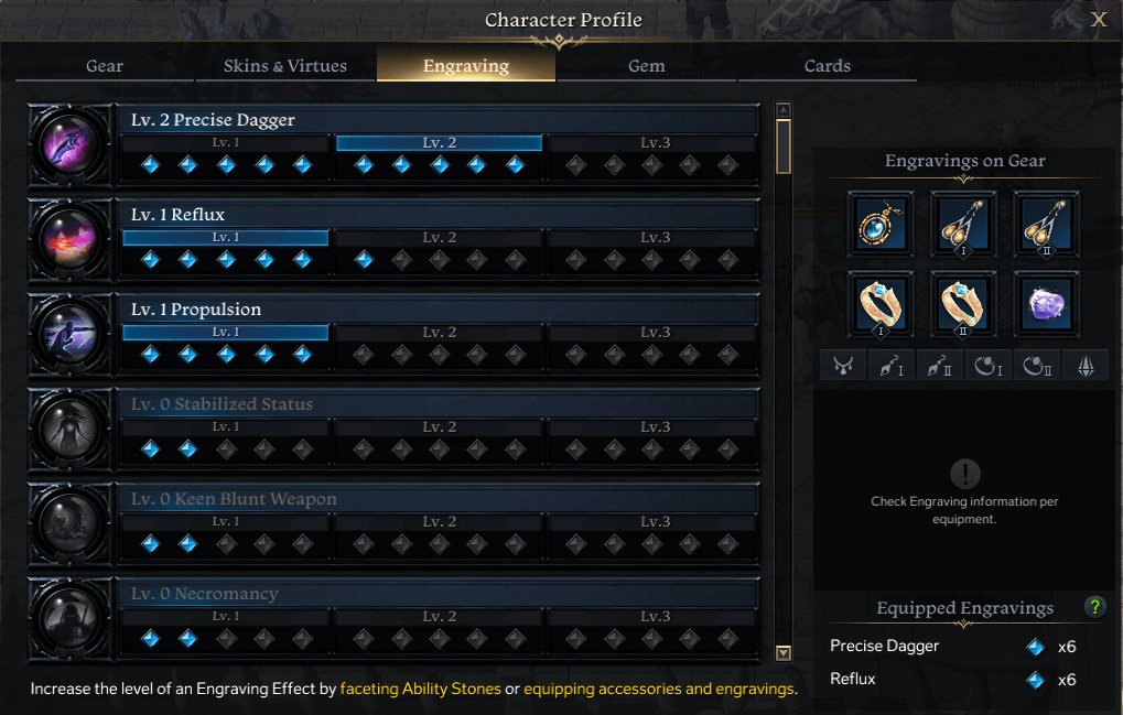 engraving character profile