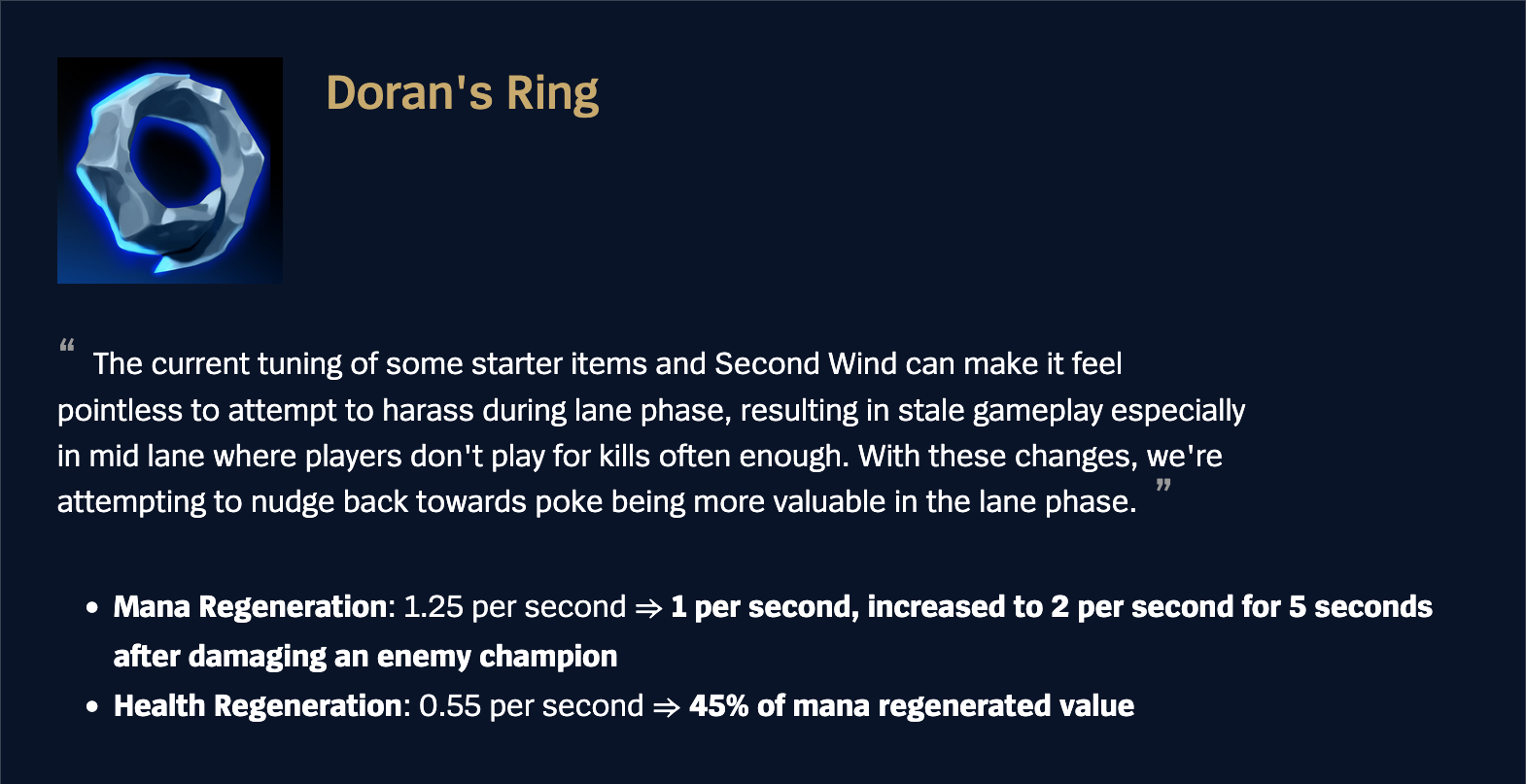 Patch 25.21 Doran's Ring