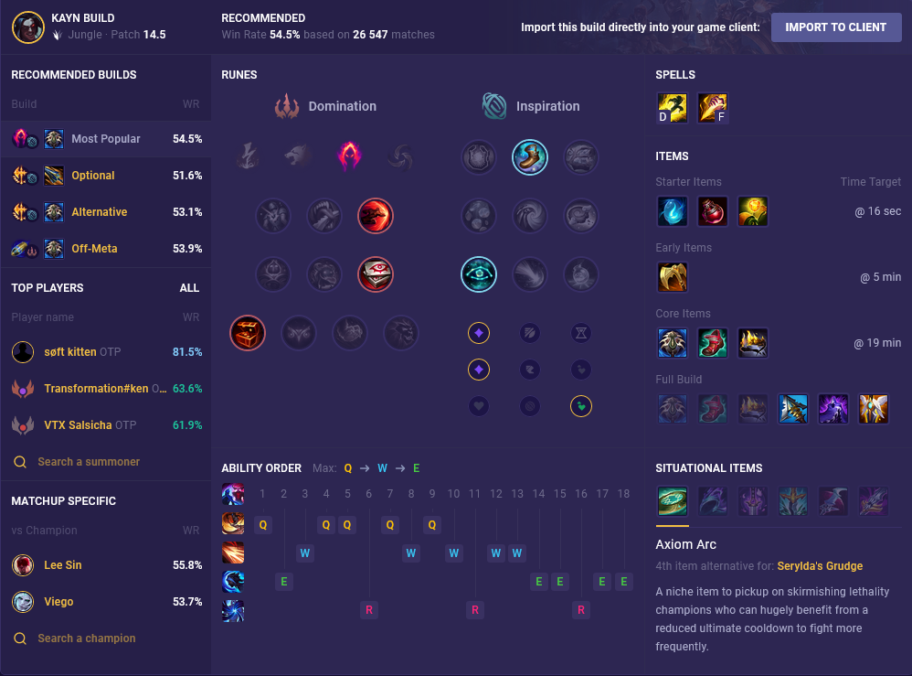 Typical Kayn Blue Build (Patch 14.5)