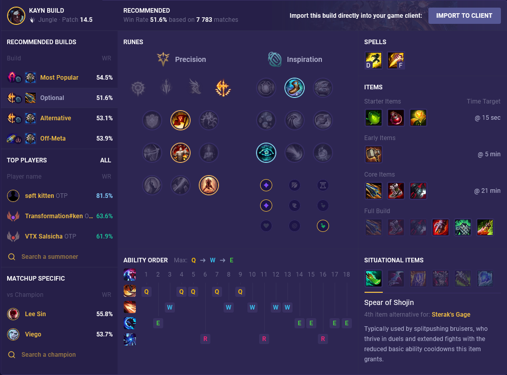 Typical Kayn Red Build (Patch 14.5)