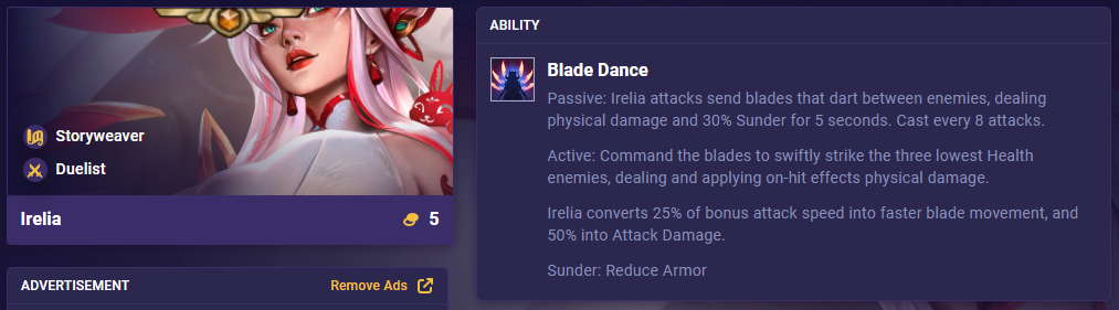 TFT Set 11 Ability Irelia