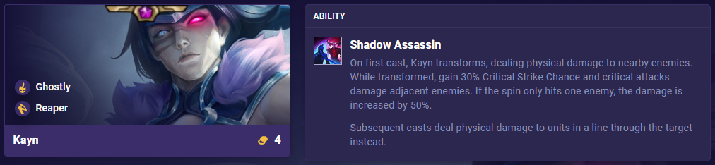 TFT Set 11 Ability Kayn