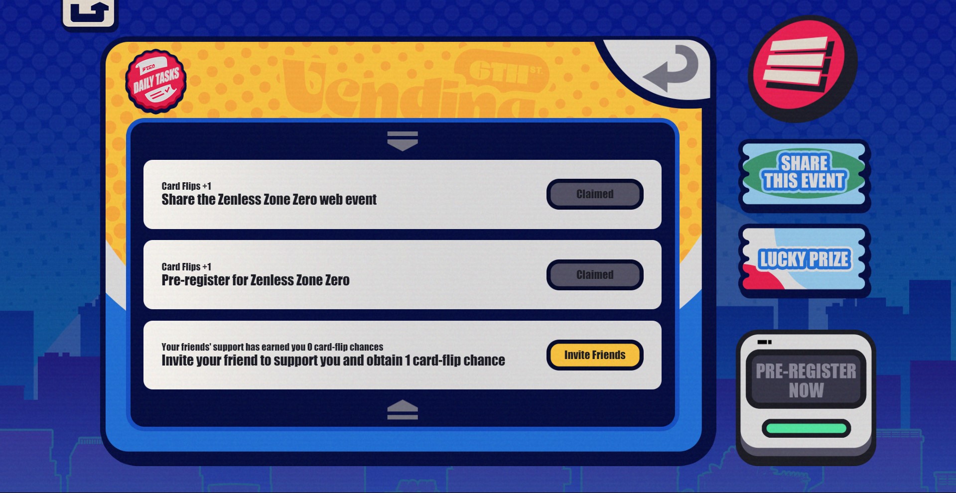 Zenless Zone Zero Web Event Daily Tasks